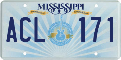 MS license plate ACL171