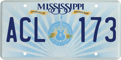 MS license plate ACL173