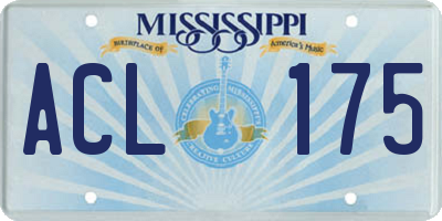 MS license plate ACL175