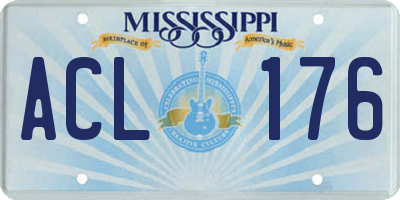 MS license plate ACL176