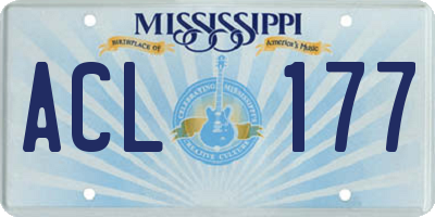 MS license plate ACL177