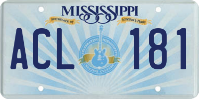 MS license plate ACL181