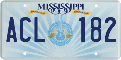 MS license plate ACL182
