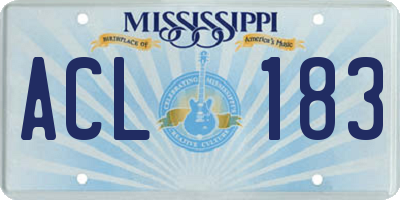 MS license plate ACL183