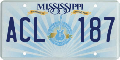 MS license plate ACL187