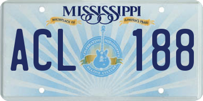 MS license plate ACL188