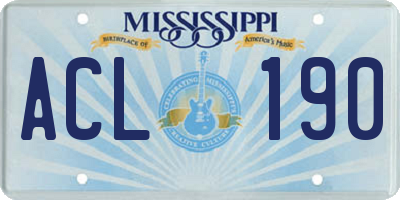 MS license plate ACL190