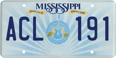 MS license plate ACL191