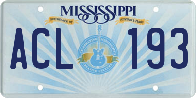 MS license plate ACL193