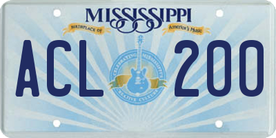 MS license plate ACL200