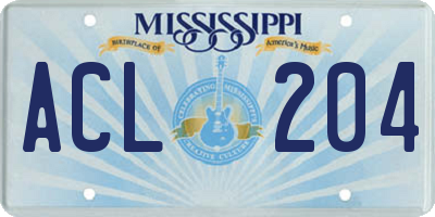 MS license plate ACL204