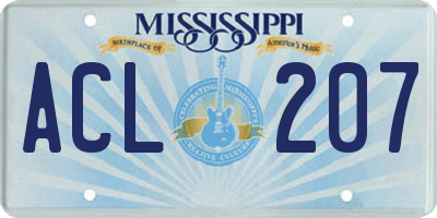 MS license plate ACL207