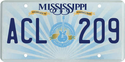 MS license plate ACL209