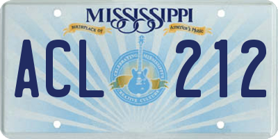 MS license plate ACL212