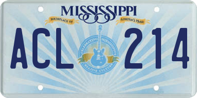 MS license plate ACL214