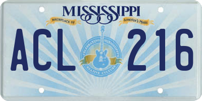 MS license plate ACL216