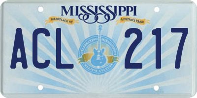 MS license plate ACL217