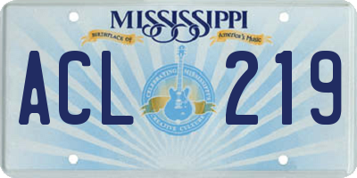 MS license plate ACL219