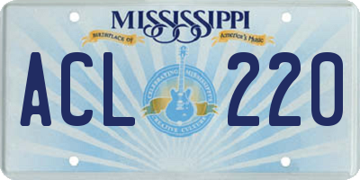MS license plate ACL220