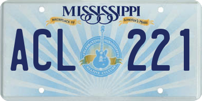 MS license plate ACL221