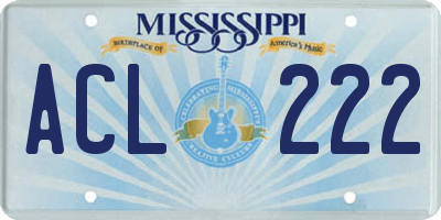 MS license plate ACL222