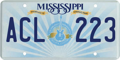 MS license plate ACL223