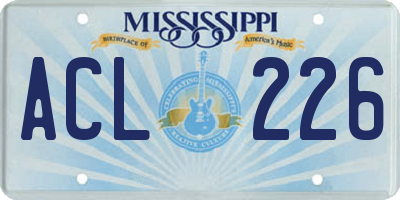 MS license plate ACL226
