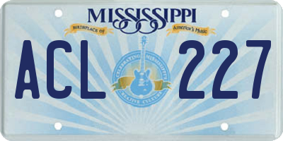 MS license plate ACL227