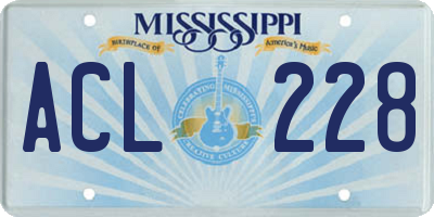 MS license plate ACL228