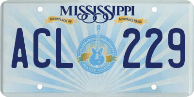 MS license plate ACL229