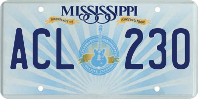 MS license plate ACL230