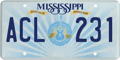 MS license plate ACL231