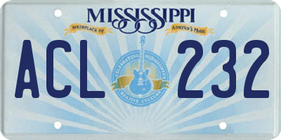 MS license plate ACL232