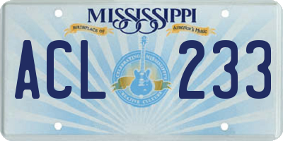 MS license plate ACL233