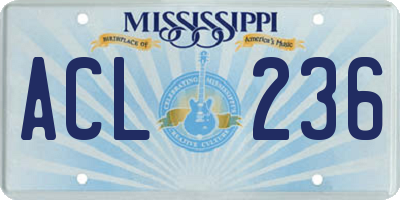 MS license plate ACL236