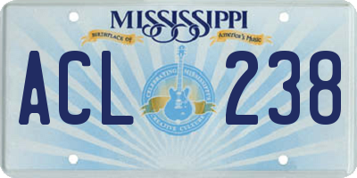 MS license plate ACL238