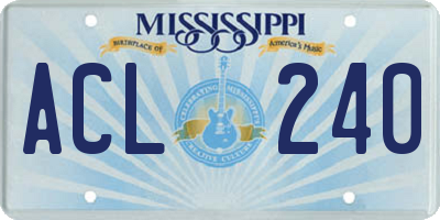 MS license plate ACL240