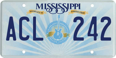 MS license plate ACL242