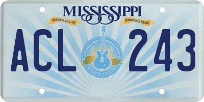 MS license plate ACL243