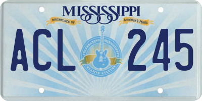 MS license plate ACL245
