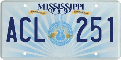 MS license plate ACL251