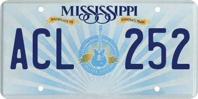 MS license plate ACL252