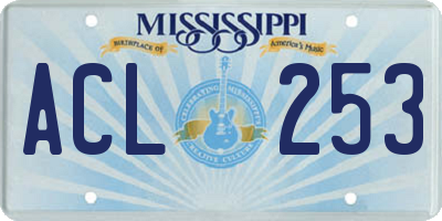 MS license plate ACL253