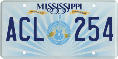MS license plate ACL254