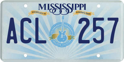 MS license plate ACL257