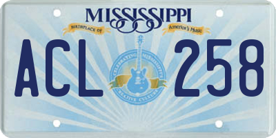 MS license plate ACL258