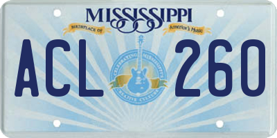MS license plate ACL260