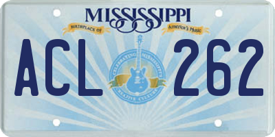 MS license plate ACL262