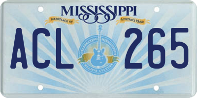 MS license plate ACL265