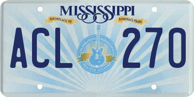 MS license plate ACL270